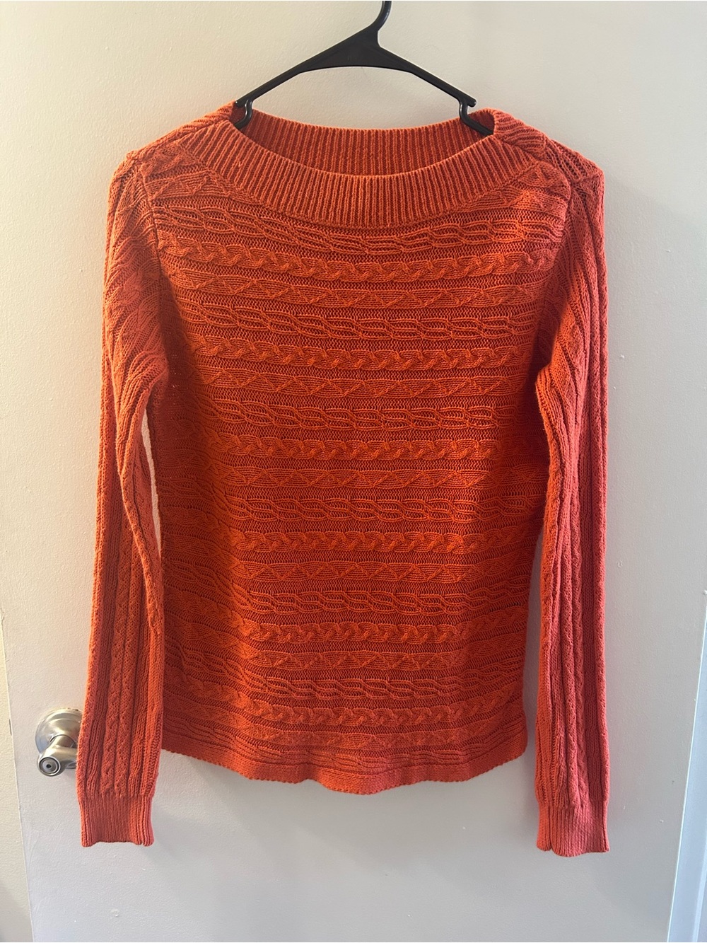 Chaps Orange Cable-Knit Crewneck Sweater